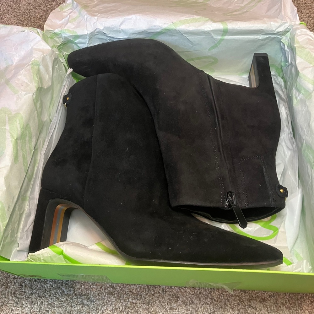 Sam Edelman Saige Black Suede Pointed Toe Block Heel Ankle Boots Womens 6.5M NIB - Picture 12 of 13